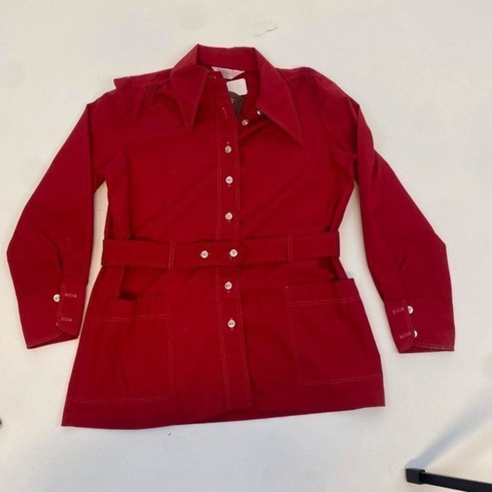 WMNS Vintage Never Need Ironing Belted Button Down SZ18.5‎